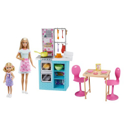 MATTEL BARBIE DECOR COLLECTION YELLOW KITCHEN PLAYSET b6273