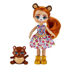 Enchantimals Little Sisters – Bambola Bexie Bear (10,2 Cm) Con Orsetto Bidie – Regalo 3+ Anni