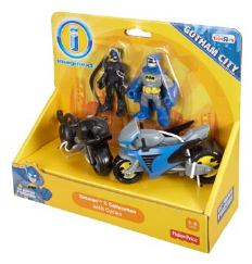 Fisher Price 2012 HERO World  DC Super Friends Batman & Batcycle W7431 