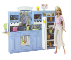 MATTEL BARBIE DECOR COLLECTION YELLOW KITCHEN PLAYSET b6273